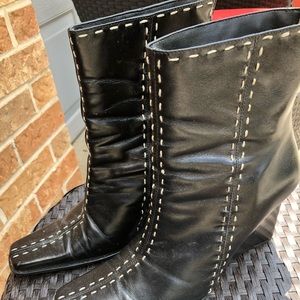 Diba leather wedge boots. Size 8. Worn once